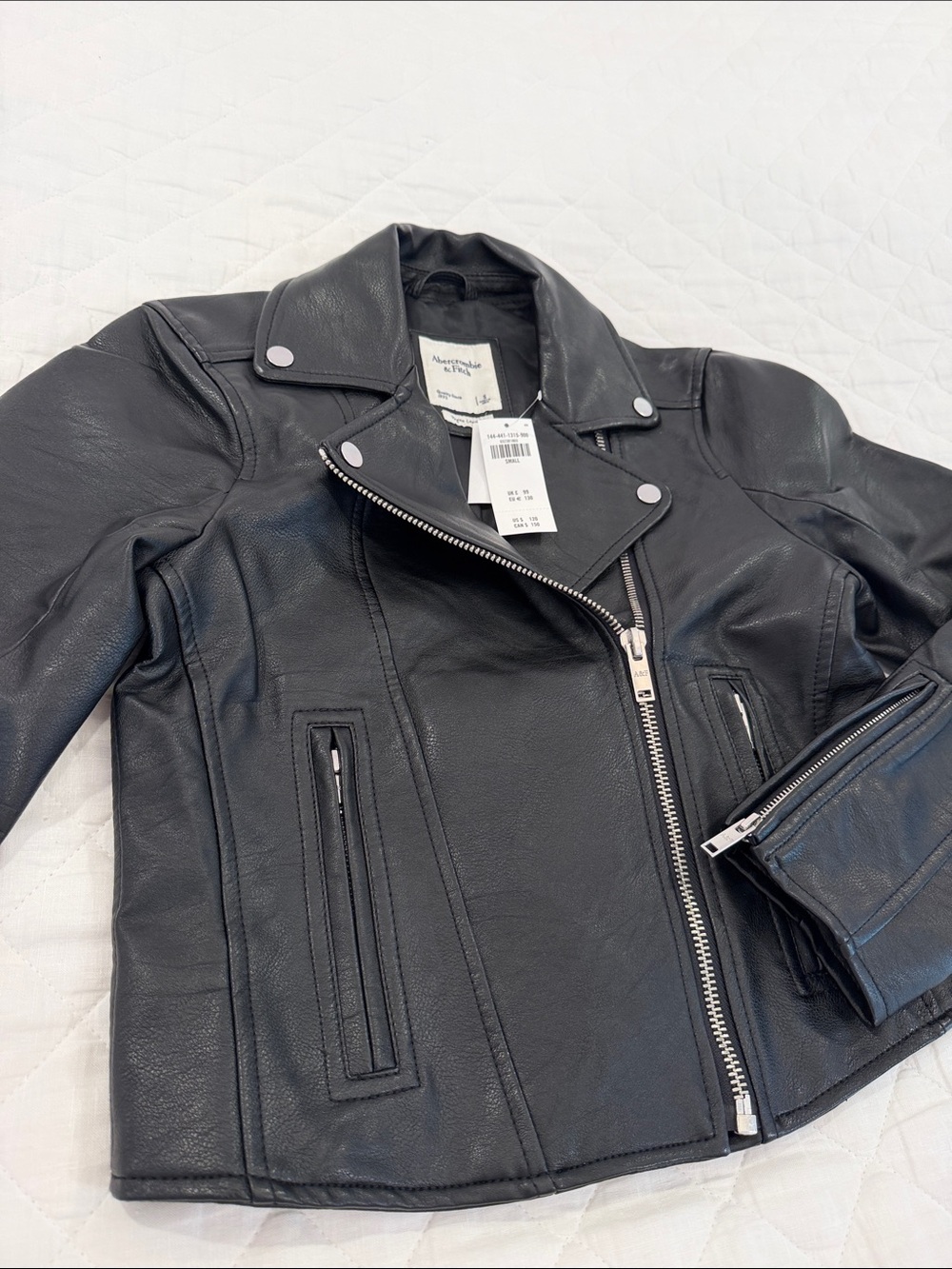 Abercrombie & Fitch Black Asymmetrical Faux Leather Moto Jacket - Picture 2 of 4